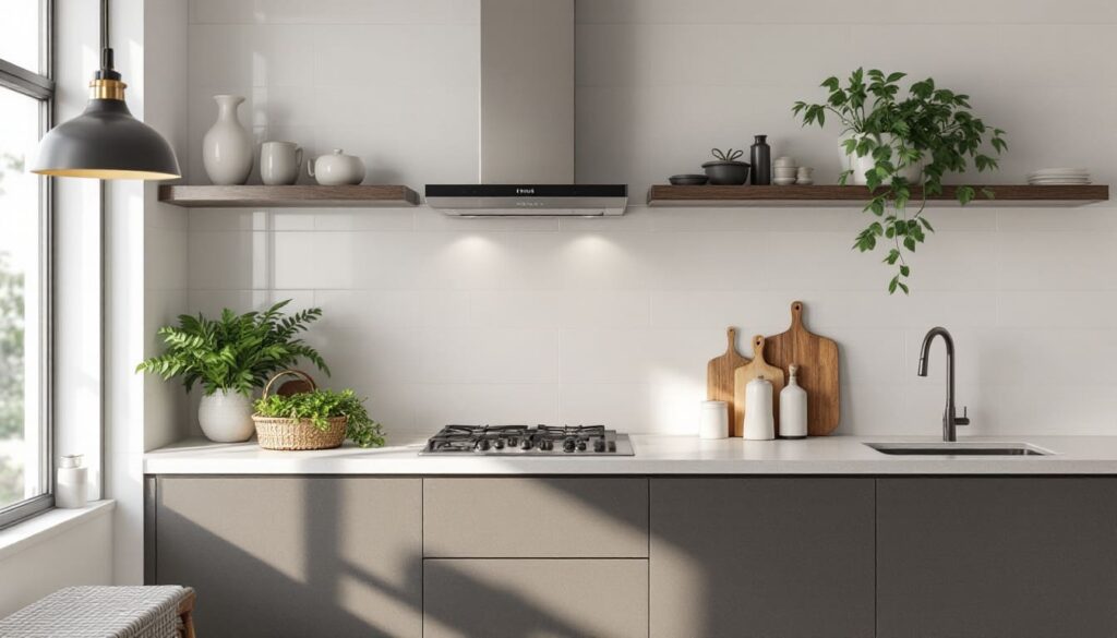 cocina moderna minimalista blanca y madera